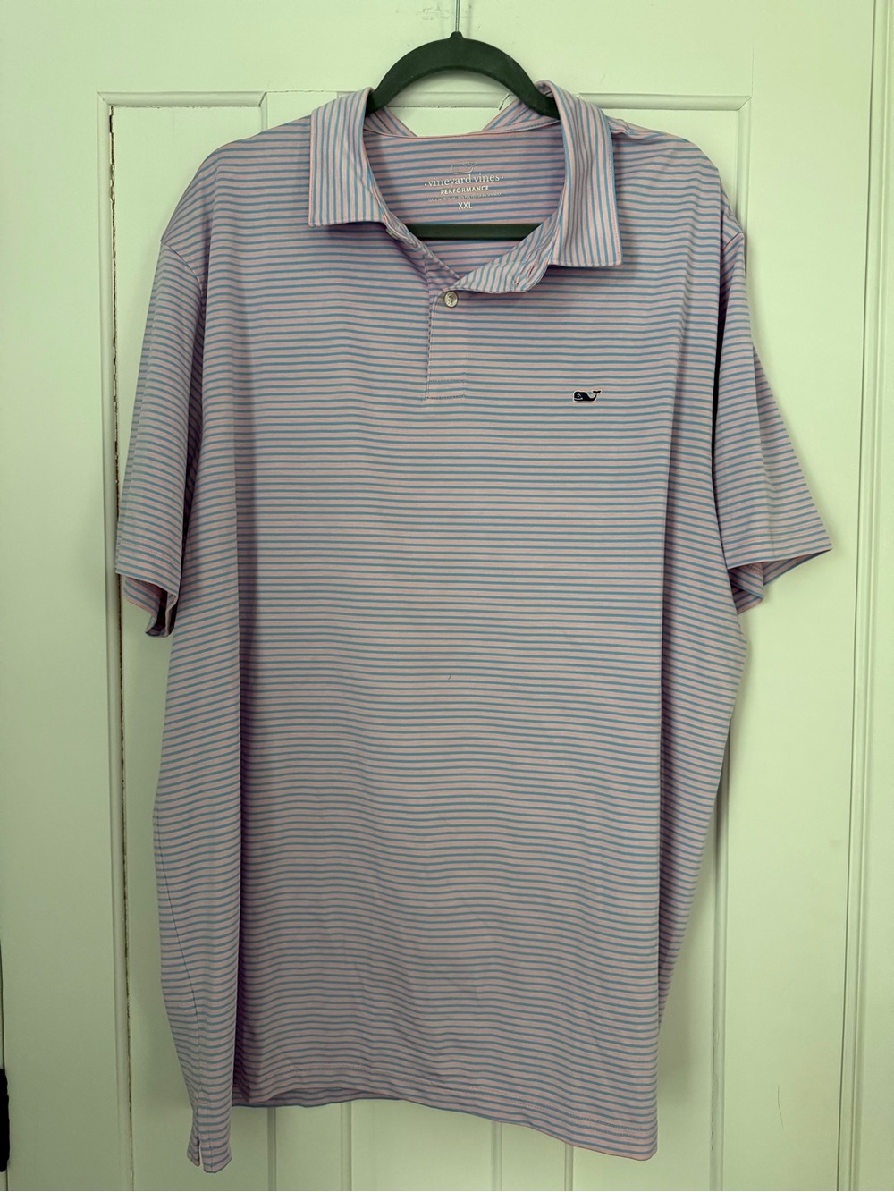 Vineyard Vines Pink and Blue Thin-Stripe Polo